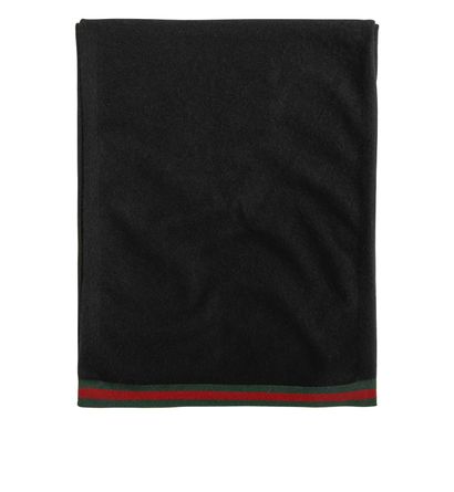 Gucci Web Scarf, &pound;110, Accessories, Black, Cashmere, Front view